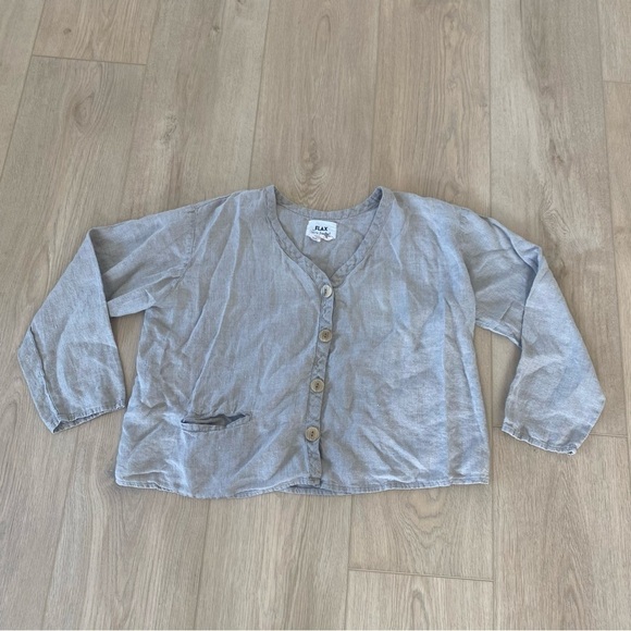 Flax Linen Lagenlook Button Front Jacket - Picture 4 of 5